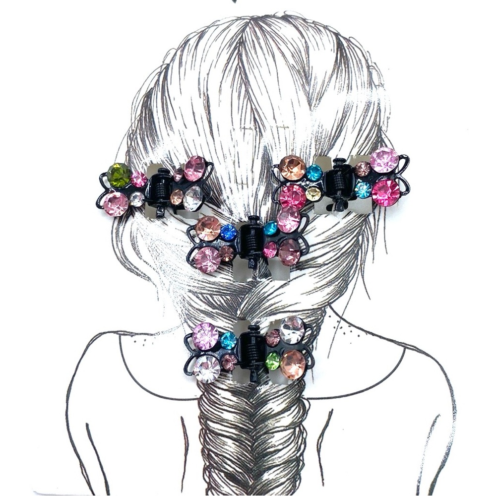 Hair Clips Set Of 4 Multi Colored Rhinestone Butterfly Mini Claws …